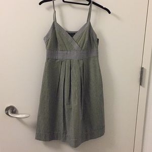 Theory Linen Cotton Dress Black White Micro Check